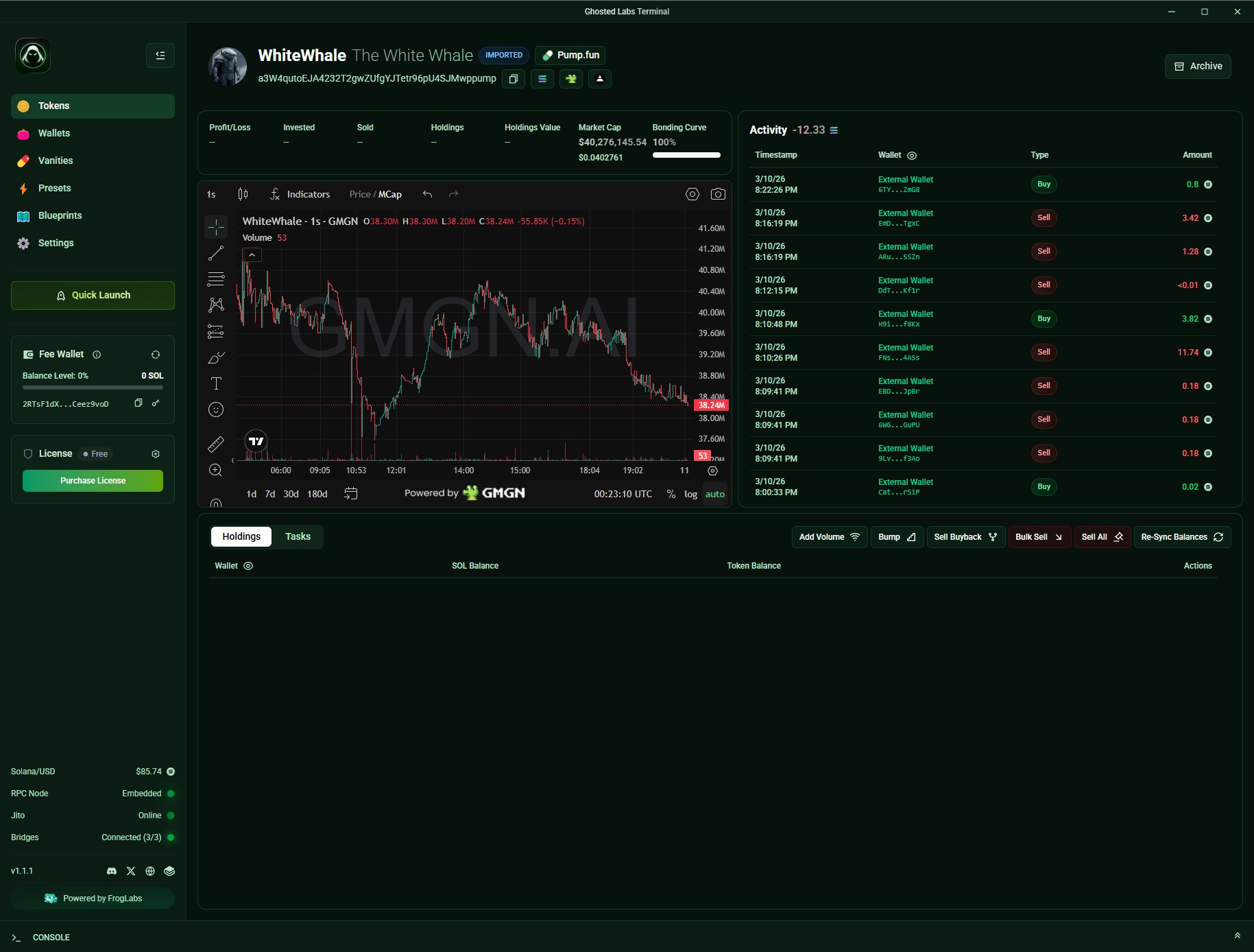Ghosted Terminal app screen